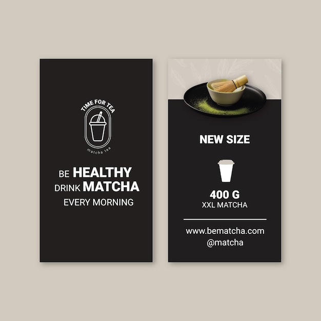 Vector matcha tea double-sided business card