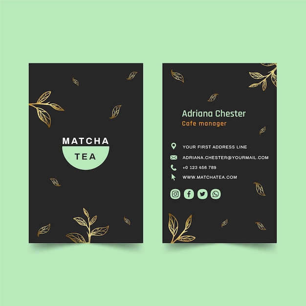 matcha tea double-sided business card