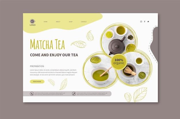 Matcha tea landing page template