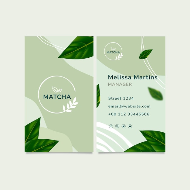 Matcha tea vertical business card