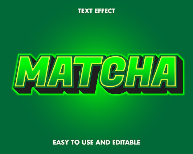 Matcha-teksteffect. Bewerkbaar lettertype-effect.