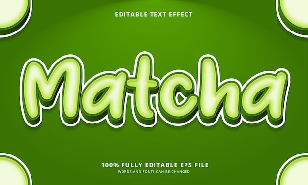 Vector matcha text style editable text effect