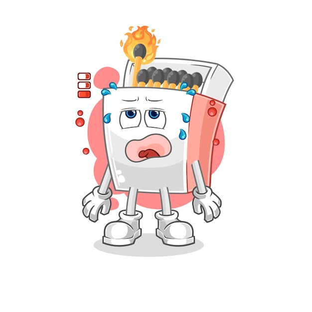 Matchbox low battery mascot cartoon vector