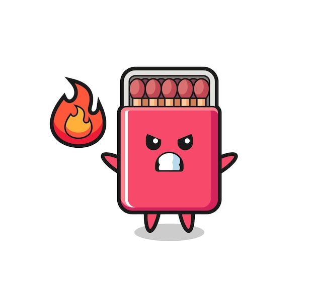 Matches box character cartoon with angry gesture , cute design