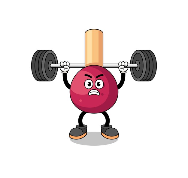 Matches mascot cartoon lifting a barbell