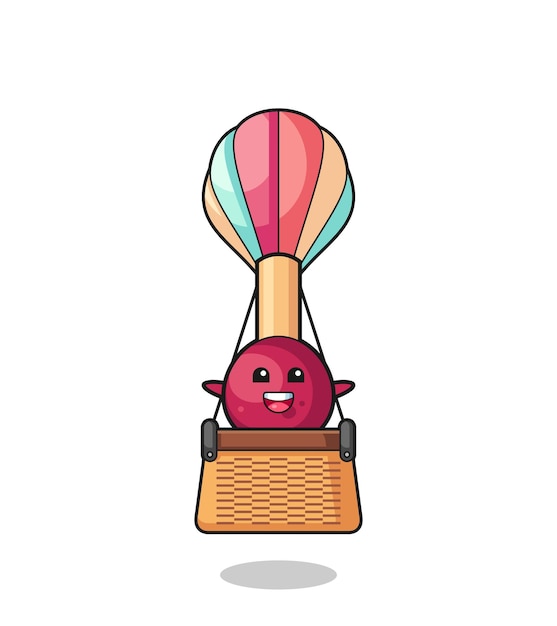 Vector matches mascot riding a hot air balloon cute design