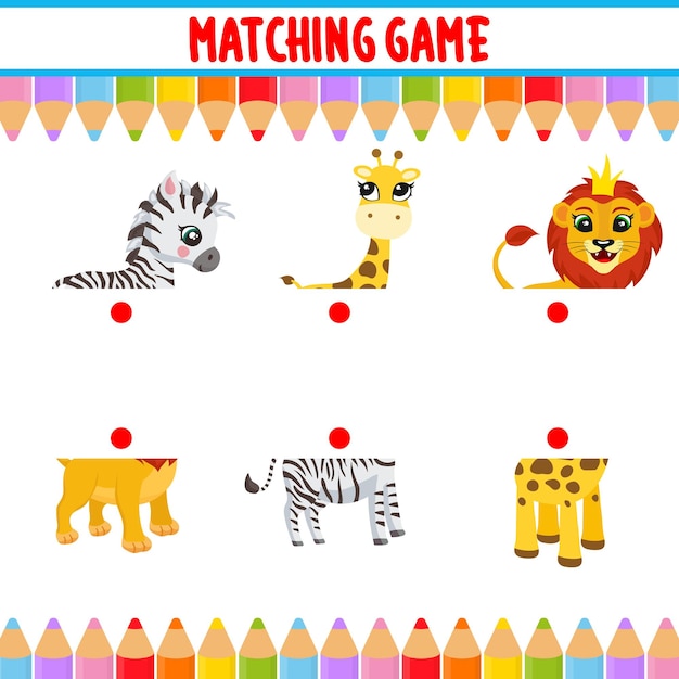 Matching children educational game match objects vector image