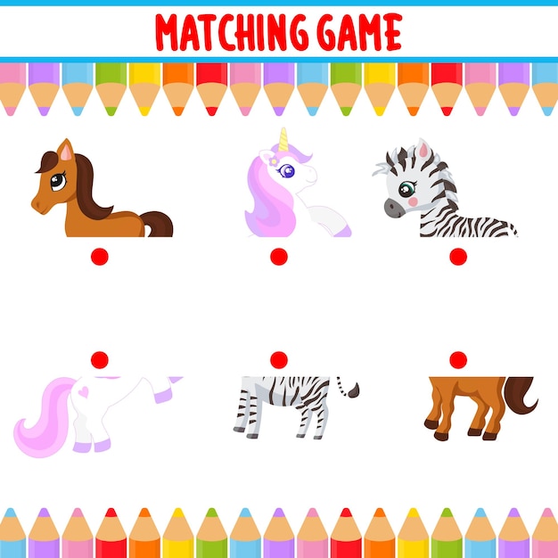 Matching children educational game match objects vector image