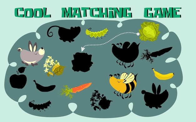 Matching game for children vector education game Homeschooling activity for preschool kids and toddlers