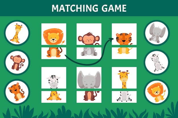 子供向けのマッチングゲーム教育活動は、幼稚園の写真を組み立てます