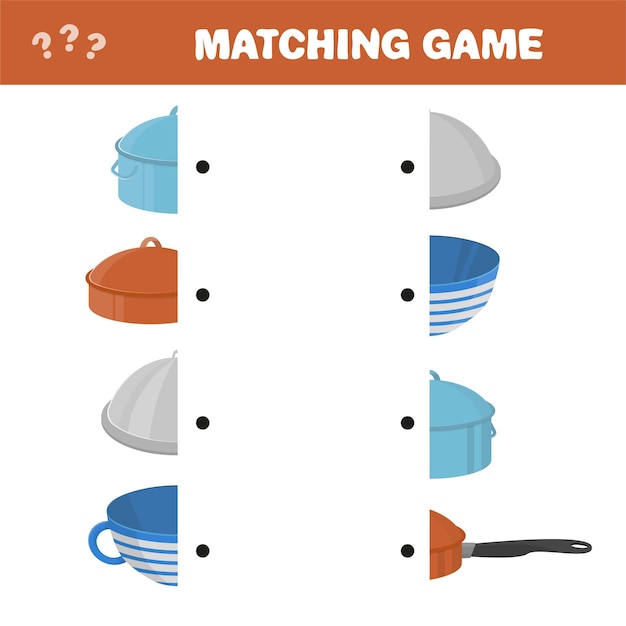 Matching game for kids. Find the right pair for each part, children educational game