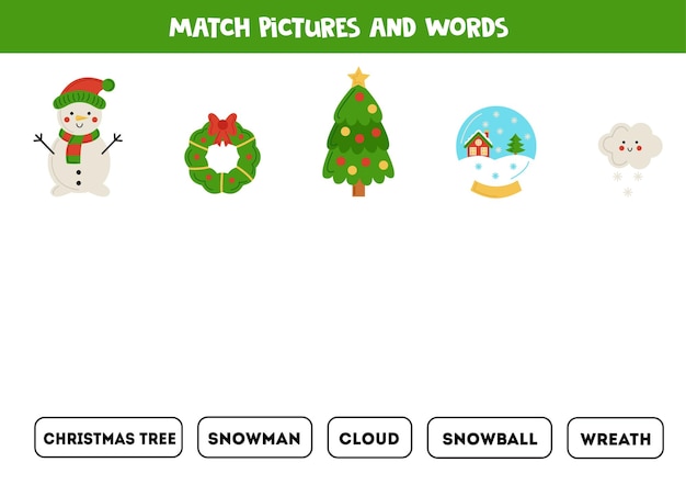 Matching game Match Christmas elements with words