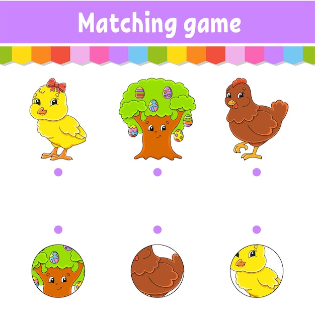 Matching game voor kinderen Onderwijs ontwikkelen werkblad Teken een lijn Pasen thema