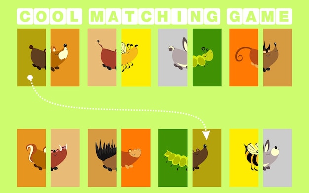 Matching game voor kinderen vector educatief spel Homeschooling activiteit voor voorschoolse kinderen en peuters