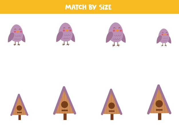 Matching game voor kleuters Match vogels en nestkastjes op maat