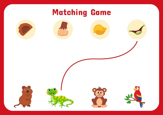 Matching game worksheet for kids