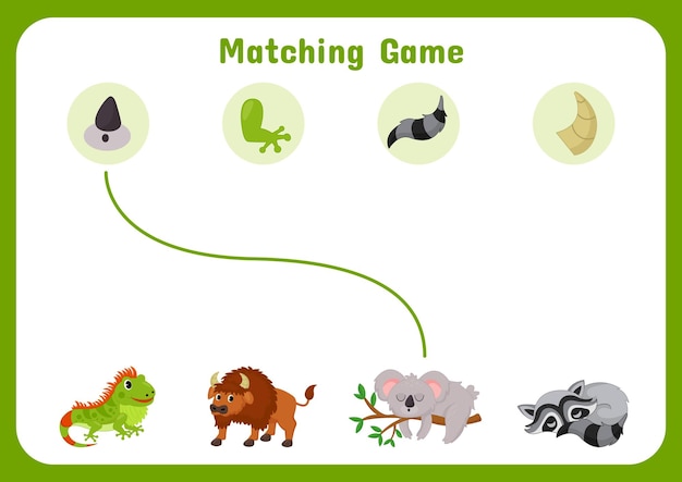 Matching game worksheet for kids