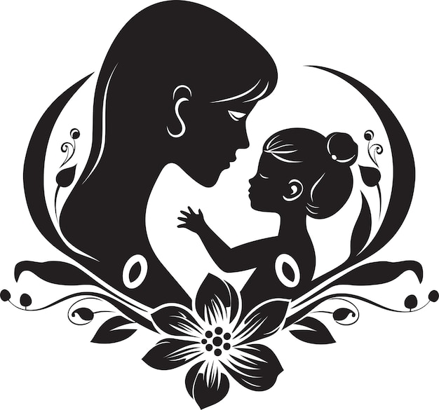 Vector maternal harmony heartwarming emblem natures caring bloom floral icon