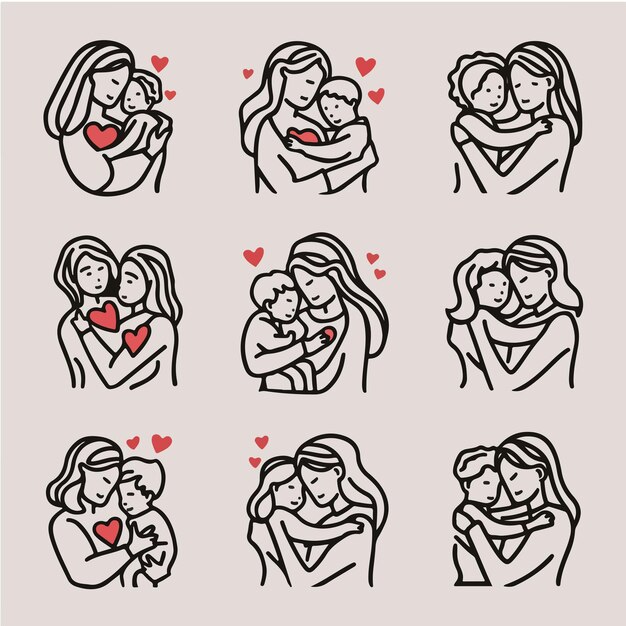 Vector maternal love and care illustrations