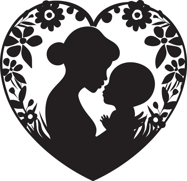 Vector maternal love emblematic design infinite affection woman and child icon