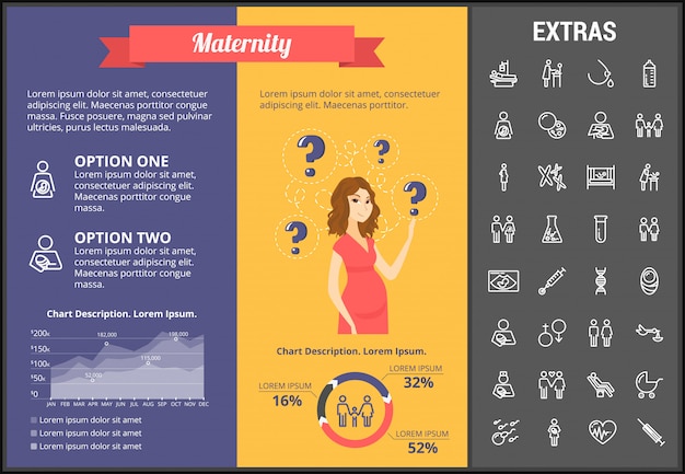 Maternity infographic template, elements and icons