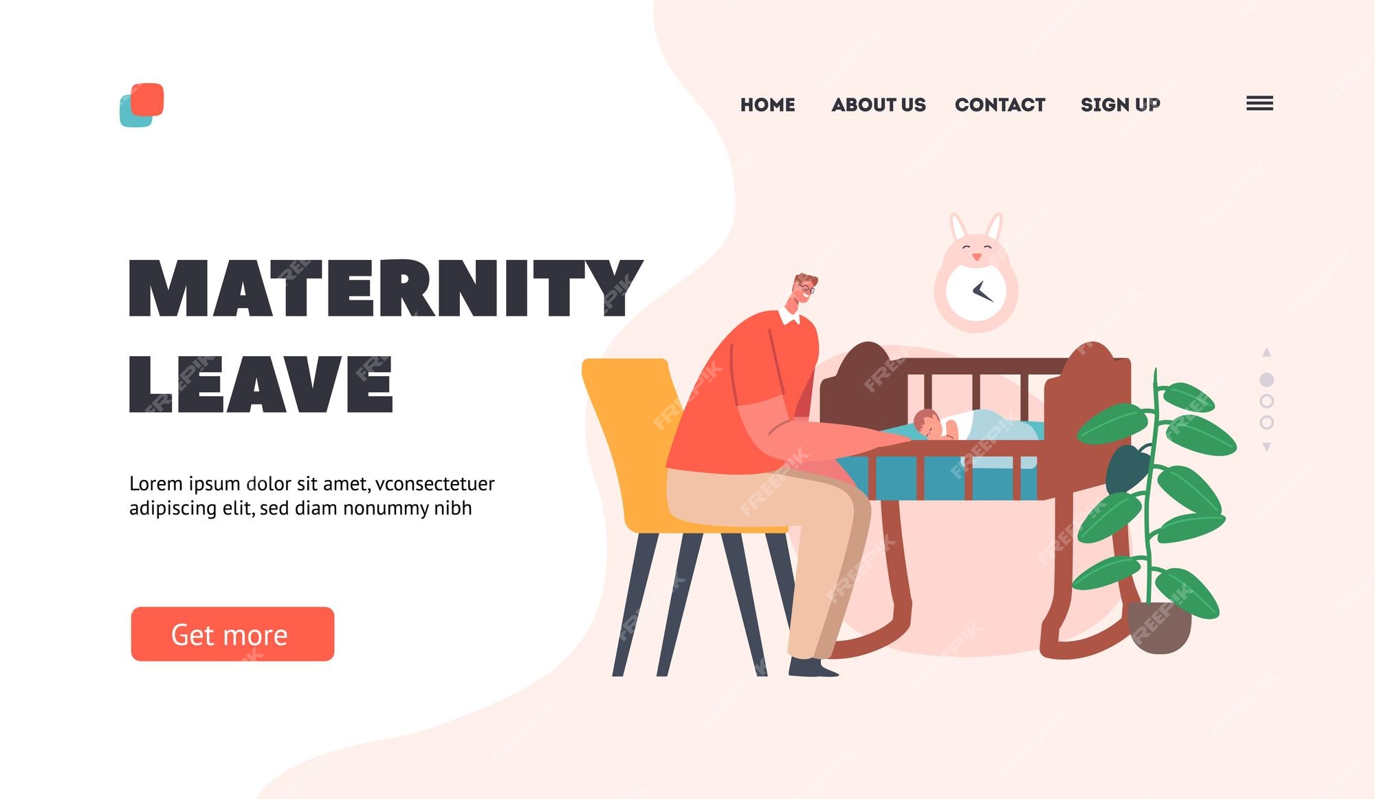 Premium Vector | Maternity leave landing page template single father  character sitting near cradle with little baby happy f parent with kid at  home together dad care of child cartoon people vector