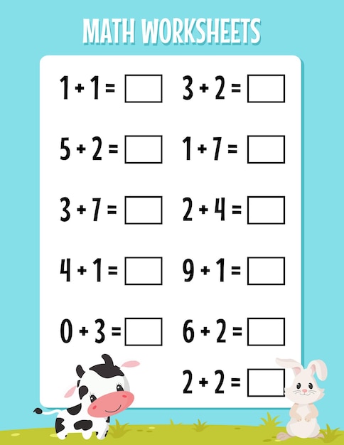 Math addition for kindergarten worksheet