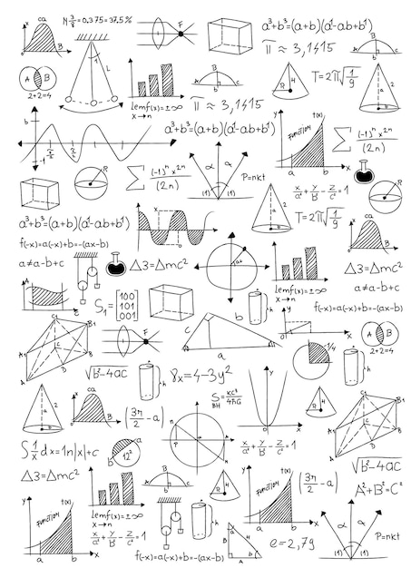 math background science chalk seamless pattern vector design school white education black