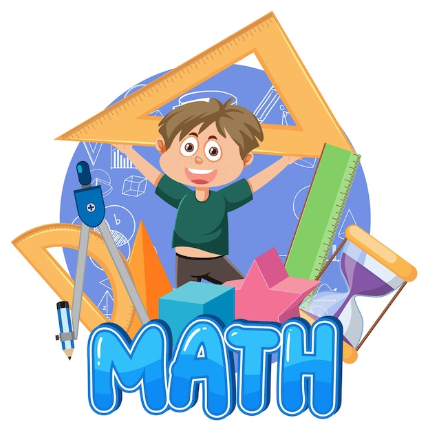 Math boy isolated banner