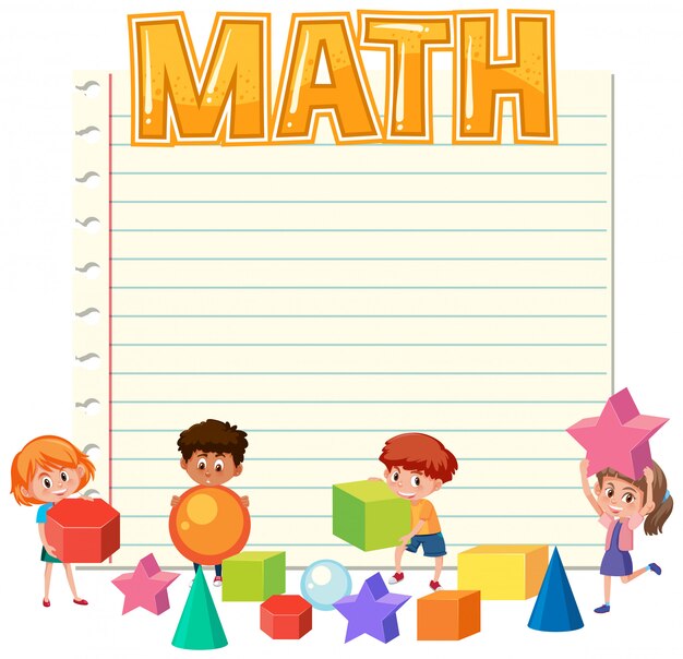 Vector math children on note template