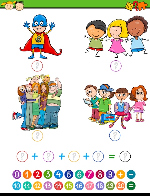 Math game cartoon illustration