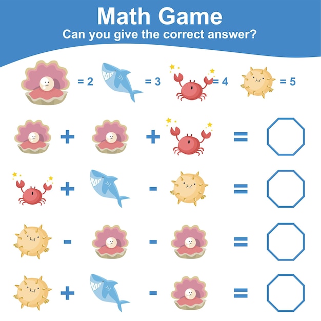 Math game for children Count and write the answer Educational printable math worksheet