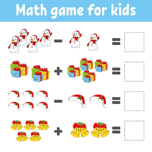 Math game for kids. education developing worksheet.