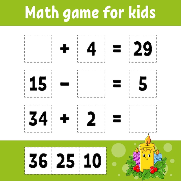 Math game for kids illustration