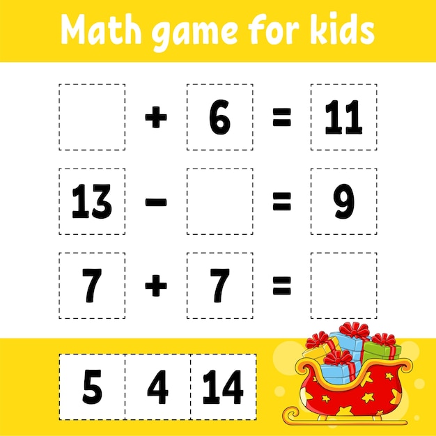 Math game for kids illustration