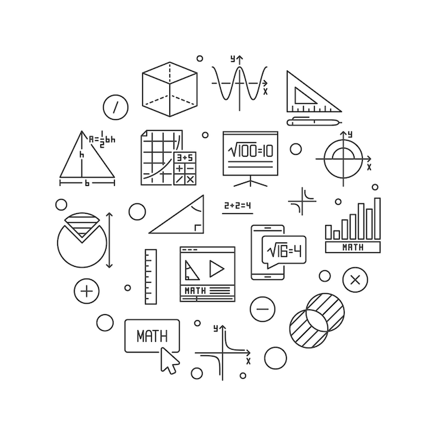 数学学習ベクトル線ラウンド バナー数学の概念図