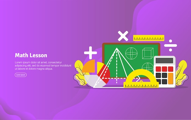 Vector math lesson concept educational illustration banner