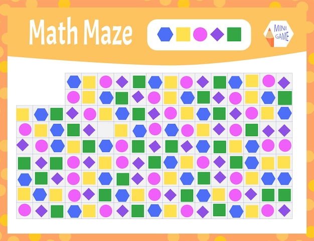 Math Maze is een minispel voor kinderen. Cartoon-stijl. Vector illustratie.