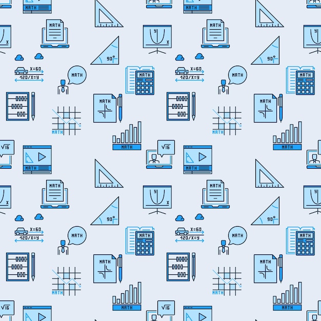 Fondo senza cuciture di vettore moderno di matematica reticolo colorato di matematica