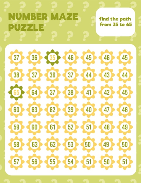 Math number maze puzzle. Printable math worksheet page. Easy colorful math worksheet practice