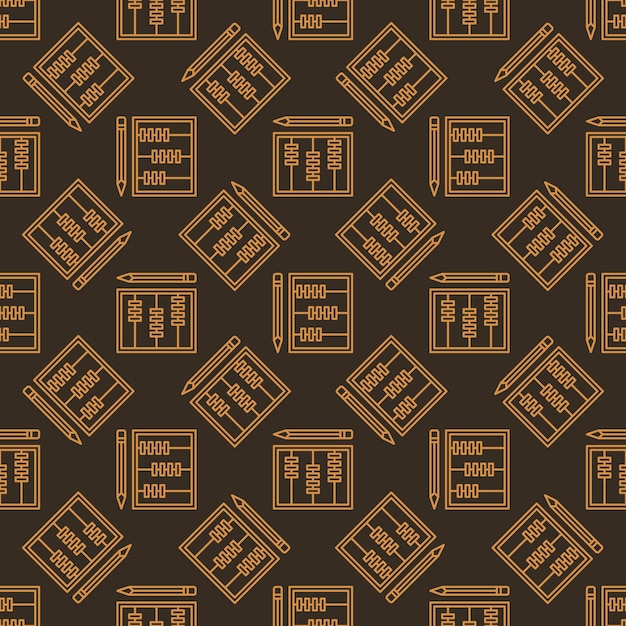 Math School Abacus with Pencil vector Education outline seamless pattern