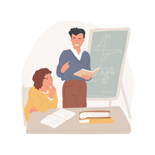 Vector math tutor isolated cartoon vector illustration