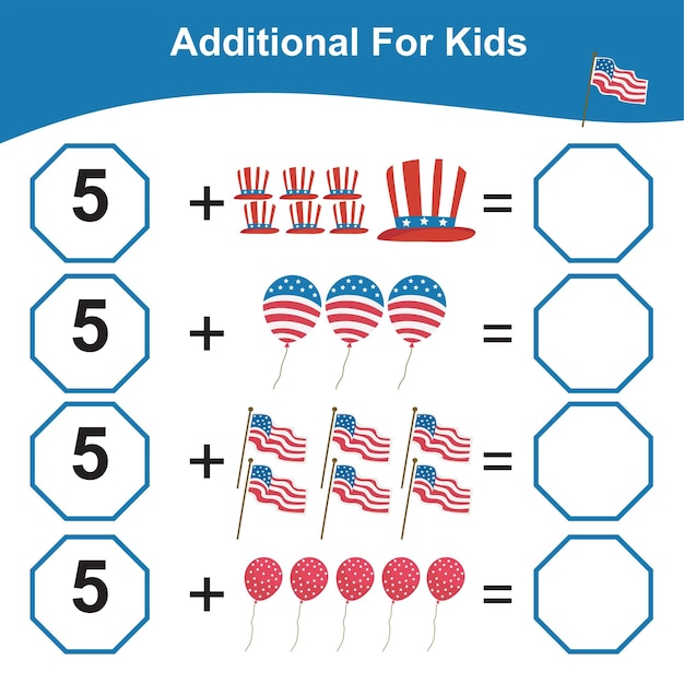 Mathematic counting worksheet Math activity count and write the answer Vector file