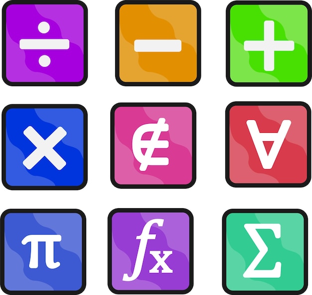 Vettore collezione di segni e simboli numerici matematici