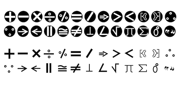 Vettore set di simboli matematici icone dei segni matematici illustrazione isolata vettoriale