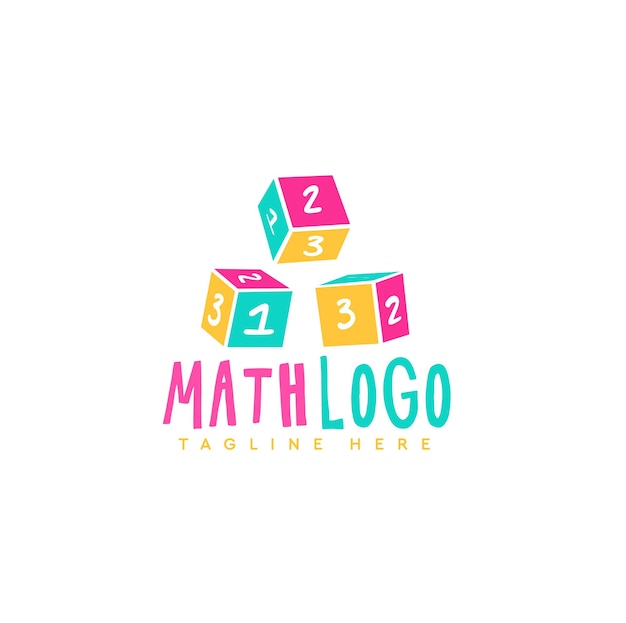 Mathematic vector funny logo with dice Suitable for education student and math course logo