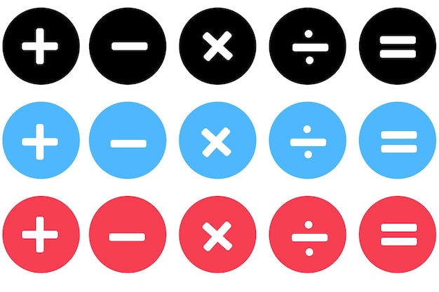 Mathematical icons Set of mathematical symbols plus minus multiplication division equals