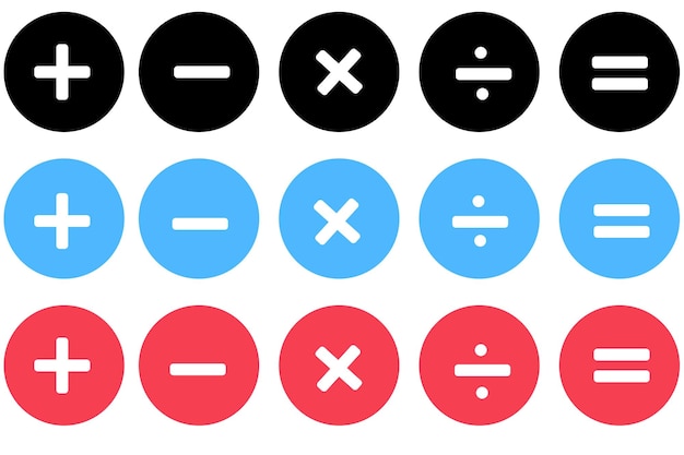 Vector mathematical icons set of mathematical symbols plus minus multiplication division equals