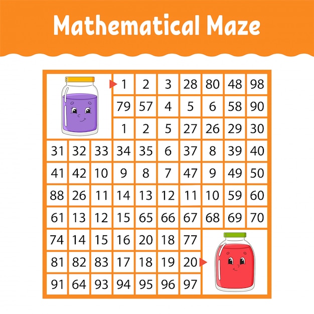 Mathematical maze, game for kids