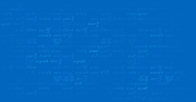 公式を備えた数学的な科学の背景 数学的な記号を備えた青い板